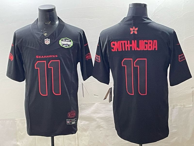 Men 2026 Seattle Seahawks #11 Smith-Hjigba Black 4th generations Nike Limited NFL Jersey style 002